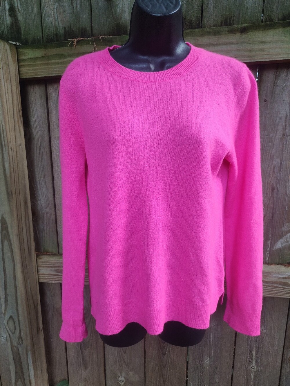 🏵️Antonio Melanie Neon Pink Crew Neck 100% Cashmere Crewneck Sweater Women's M